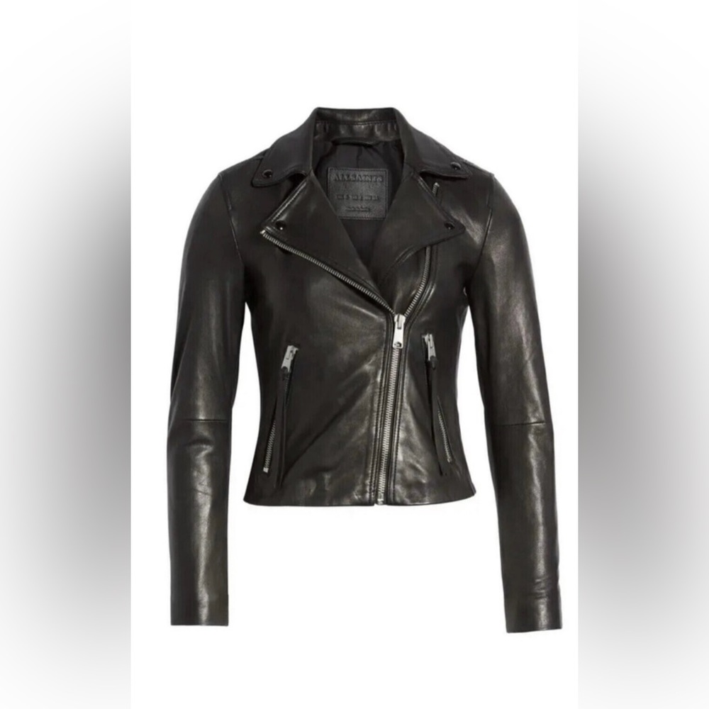 All Saints Dalby Slim Fit Leather Jacket